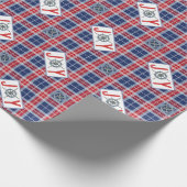 Nautical JOSS Compass Christmas Blue & Red Kariert Geschenkpapier (Ecke)