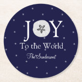 Nautical Joy Sandollar Blue White Christmas Runder Pappuntersetzer (Vorderseite)