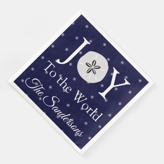 Nautical Joy Sandollar Blue White Christmas Serviette (Ecke)