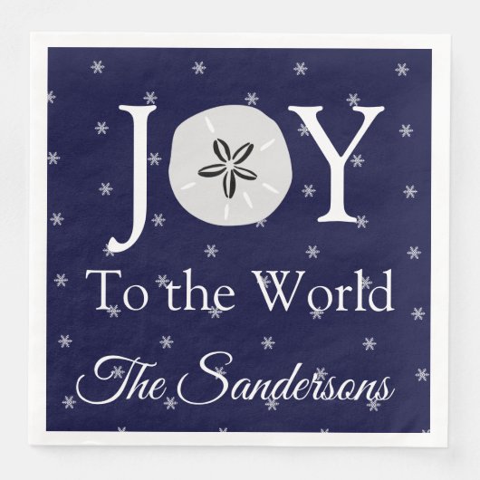 Nautical Joy Sandollar Blue White Christmas Serviette (Vorderseite)