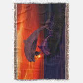 Nautical Jumping Dolphins Orange Ocean Sunset Decke (Vorderseite Vertikal)