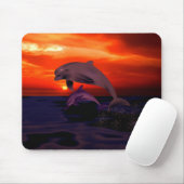 Nautical Jumping Dolphins Orange Ocean Sunset Mousepad (Mit Mouse)
