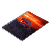 Nautical Jumping Dolphins Orange Ocean Sunset Notizblock (Linke Seite)