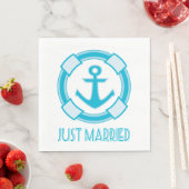 Nautical Just Married Blue Turqoise Anchor Wedding Serviette (Beispiel)
