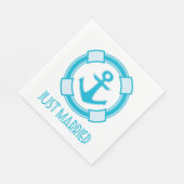 Nautical Just Married Blue Turqoise Anchor Wedding Serviette (Ecke)