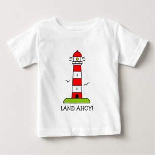 Nautical kids clothes   Striped lighthouse cartoon Baby T-shirt