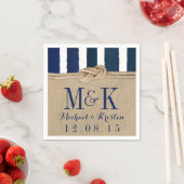 Nautical Knot Burlap Navy Stripes Wedding Napkins Serviette (Beispiel)