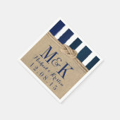 Nautical Knot Burlap Navy Stripes Wedding Napkins Serviette (Ecke)