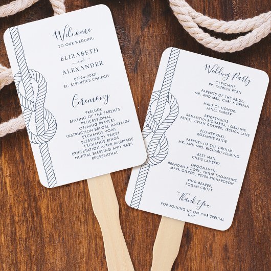Nautical Knot Modern Script Wedding Fächer