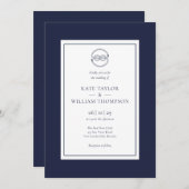 Nautical Knot Navy Blue and White Wedding Invitati Einladung (Vorne/Hinten)