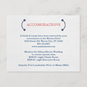 Nautical Knot Wedding Accommodation Card Begleitkarte