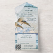 Nautical Lace Gannets Beach Wedding All In One Einladung (Innen Boden)