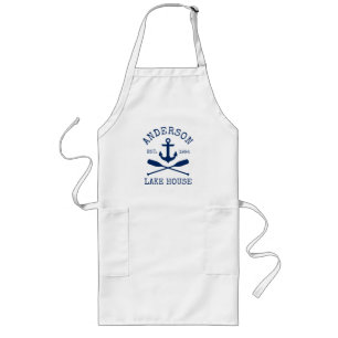 Nautical Lake House Familienname Anchor Oars Lange Schürze