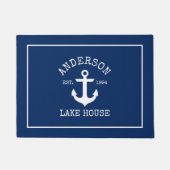 Nautical Lake Navy Blue House Familienname Anchor Fußmatte (Vorderseite)