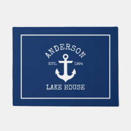 Nautical Lake Navy Blue House Familienname Anchor Fußmatte