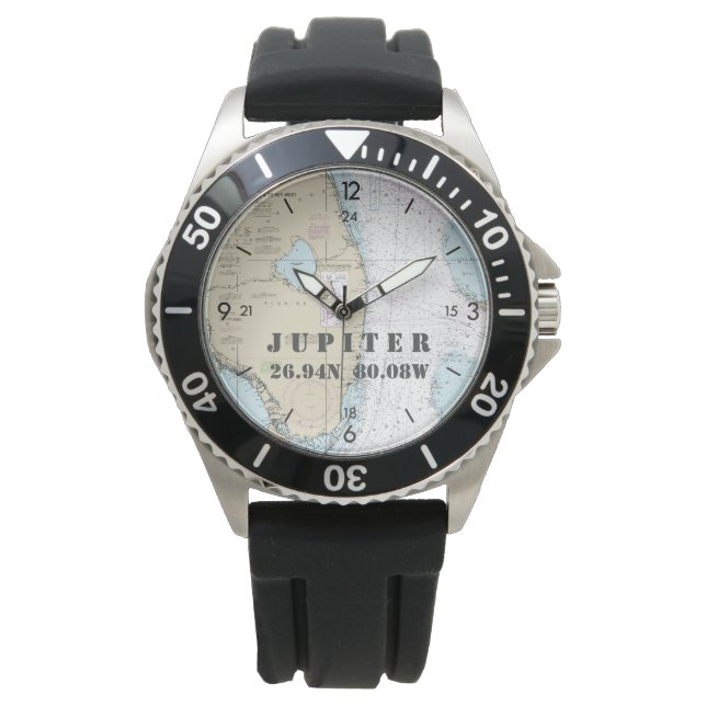 Nautical Latitude Longitude Boats Jupiter FL Armbanduhr (Vorderseite)