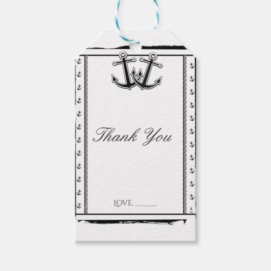 Nautical Liebe Anchors Beach Wedding Brautparty Geschenkanhänger (Vorderseite)