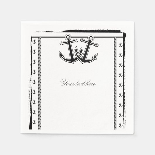 Nautical Liebe Anchors Beach Wedding Brautparty Serviette (Vorderseite)