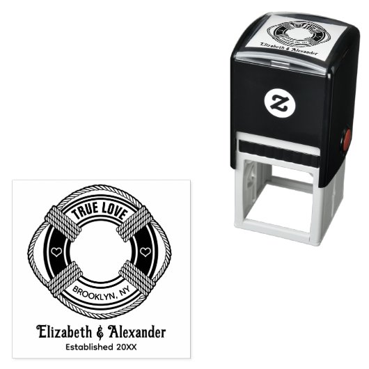 Nautical Life Preserve Wedding Couple Estdatum Permastempel (Beispiel)