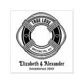 Nautical Life Preserve Wedding Couple Estdatum Permastempel (Design)
