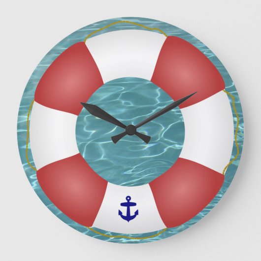 Nautical Life preserver Große Wanduhr (Vorderseite)
