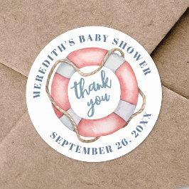 Nautical Life Ring Baby Dusche Runder Aufkleber