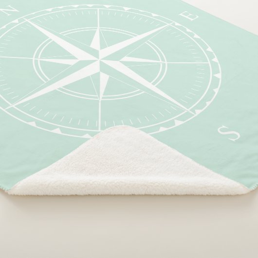 Nautical Light Blue und White Segelschiff Compass Sherpadecke (3/4)