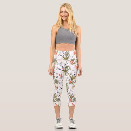 Nautical Light House Hummer, Tropical Palm Tree Capri Leggings