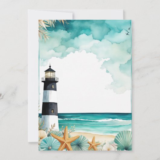 Nautical Lighthouse 16 . Geburtstag Geburtstag Dankeskarte (Rückseite)