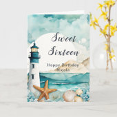 Nautical Lighthouse 16 . Geburtstag Geburtstag Karte (Gelbe Blume)