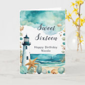 Nautical Lighthouse 16 . Geburtstag Geburtstag Karte (Gelbe Blume)