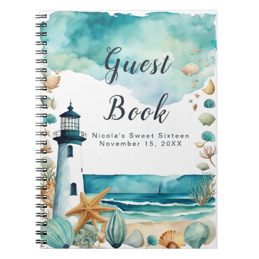 Nautical Lighthouse 16 . Geburtstag Geburtstag Notizblock (Vorderseite)