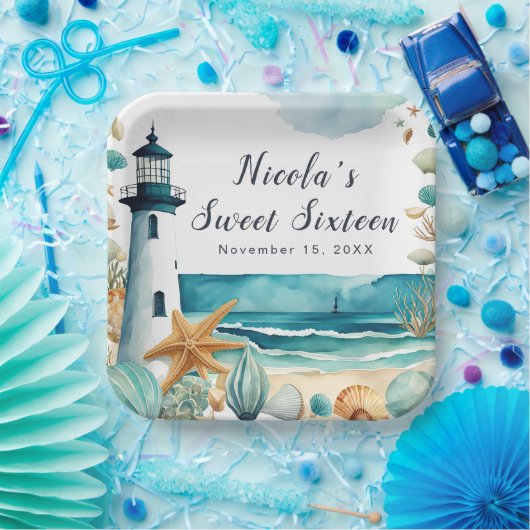 Nautical Lighthouse 16 . Geburtstag Geburtstag Pappteller (Party)