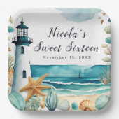 Nautical Lighthouse 16 . Geburtstag Geburtstag Pappteller (Vorderseite)