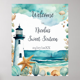 Nautical Lighthouse 16 . Geburtstag Geburtstag Poster