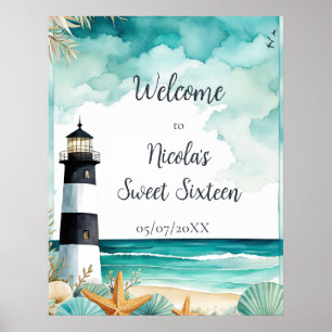 Nautical Lighthouse 16 . Geburtstag Geburtstag Poster
