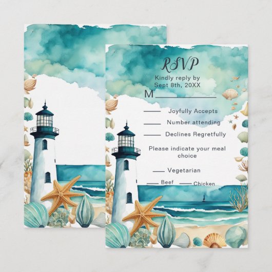 Nautical Lighthouse 16 . Geburtstag Geburtstag RSVP Karte (Vorne/Hinten)