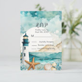 Nautical Lighthouse 16 . Geburtstag Geburtstag RSVP Karte (Stehend Vorderseite)