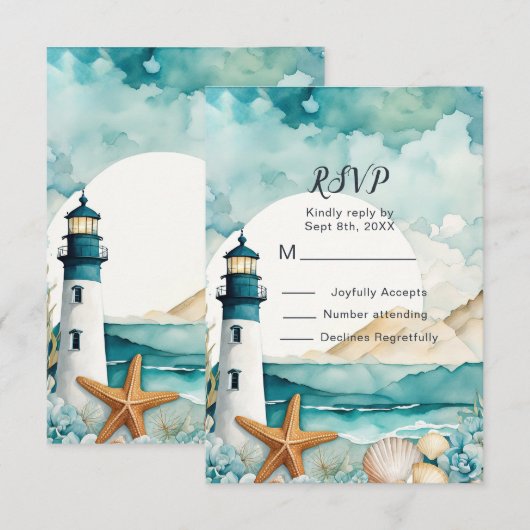 Nautical Lighthouse 16 . Geburtstag Geburtstag RSVP Karte (Vorne/Hinten)