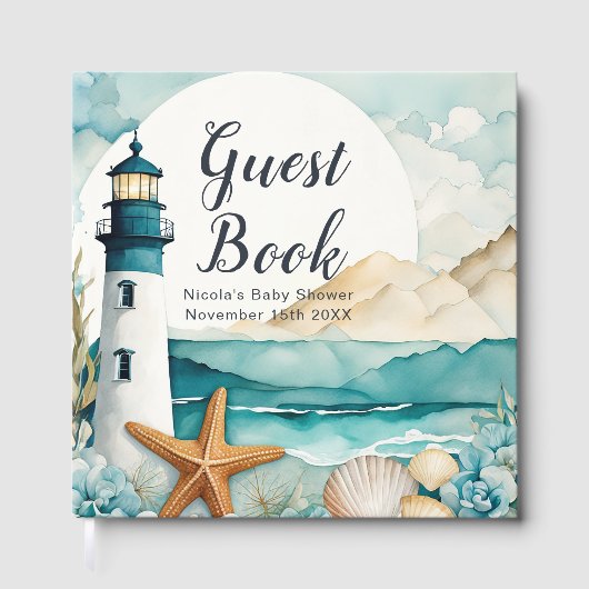 Nautical Lighthouse Baby Shower  Gästebuch (Vorderseite)