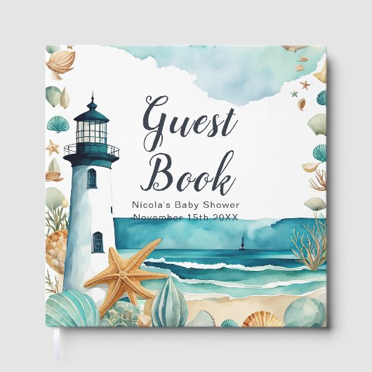 Nautical Lighthouse Baby Shower  Gästebuch (Vorderseite)