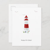 Nautical Lighthouse Beach Happy Birthday Seagulls Postkarte (Vorne/Hinten)