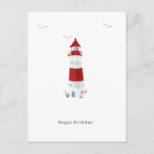 Nautical Lighthouse Beach Happy Birthday Seagulls Postkarte (Vorderseite)