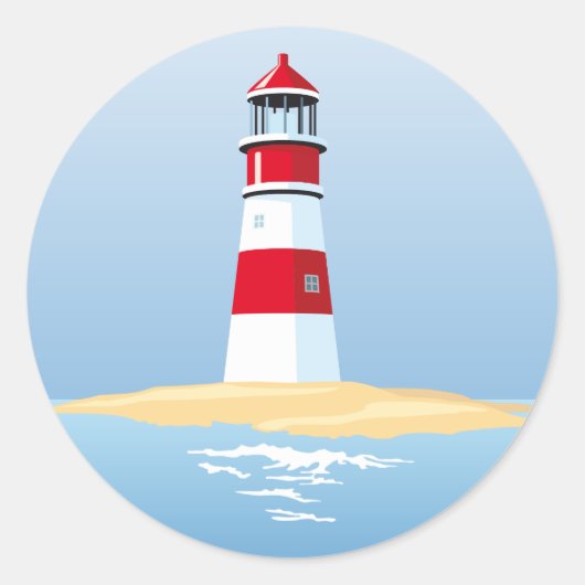 Nautical Lighthouse Beach Summer Blue Wedding Runder Aufkleber (Vorderseite)