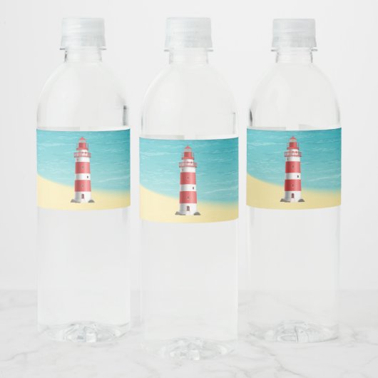 Nautical Lighthouse Beach Wedding Brautparty Wasserflaschenetikett (Flaschen)