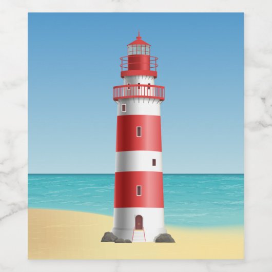Nautical Lighthouse Beach Wedding Brautparty Weinetikett (Einzelnes Label)