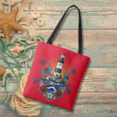 Nautical Lighthouse Bloral Red Blue Tasche
