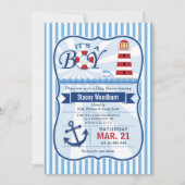 Nautical Lighthouse Boy Baby Dusche Einladung (Vorderseite)