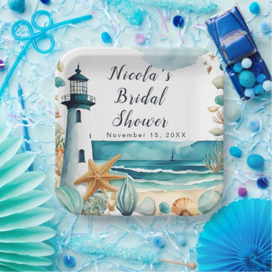 Nautical Lighthouse Brautparty Pappteller (Party)