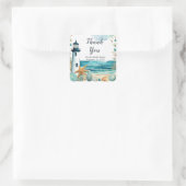 Nautical Lighthouse Brautparty Quadratischer Aufkleber (Tasche)